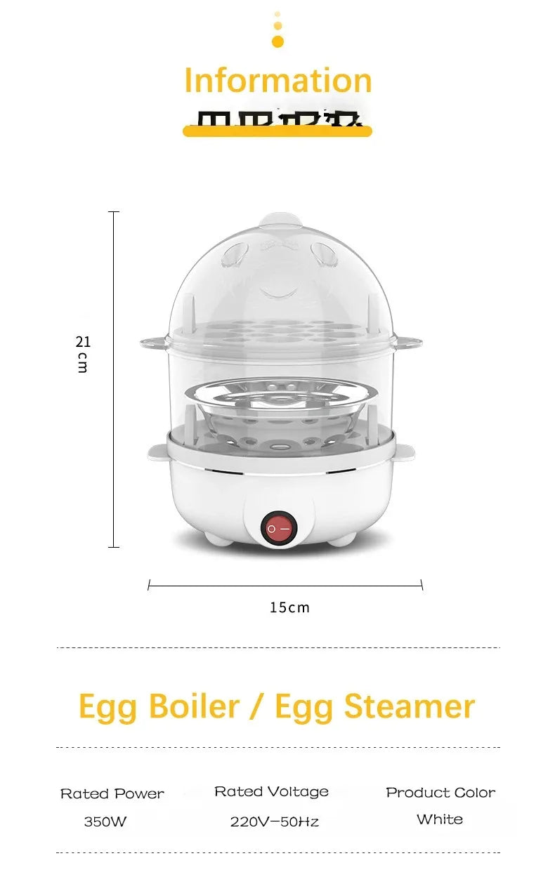 Automatic Electric Egg Steamer Multifunctional Electric Egg Boiler Double-Layer Egg Cooker Mini Kitchen Breakfast Machine