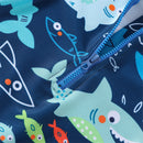Summer Toddler Baby Boys Shark Printed Rush Guard Kids Cute Beachwear Short Sleeve Swimwear Zipper Jumpsuit Infant Swimsuit