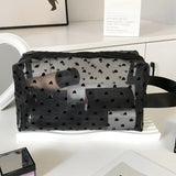 Heart-Shaped Nylon Mesh Cosmetic Bag Portable Toiletry Organizer for Women Makeup Storage