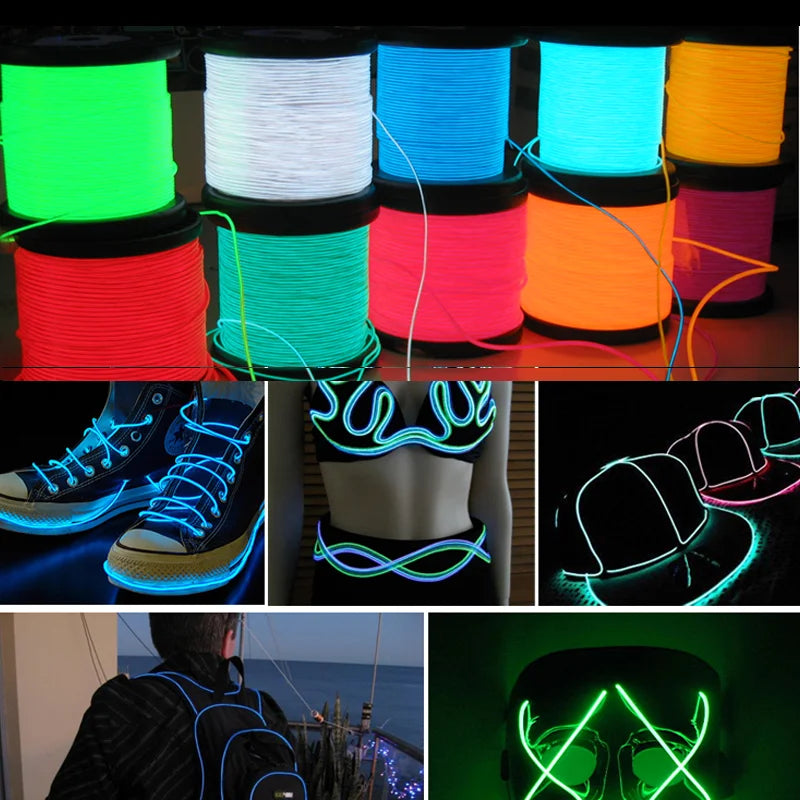 10/5/3/2/1M Glow EL Wire Neon Cable Christmas Dance Party DIY Costumes USB Switch Light Battery Voice control Lamp LED Mask Ball
