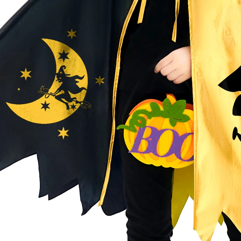 Capa de mago para niños y niñas de Halloween con sombrero en disfraces de fiesta de Navidad para niños capa de Cosplay disfraces