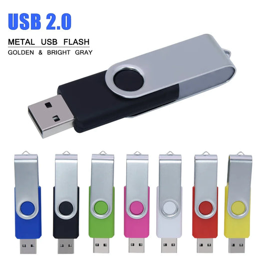 Unidad flash USB de 32 GB, 16 GB, de metal, giratoria, portátil, de 64 a 128 GB, con USB 2.0