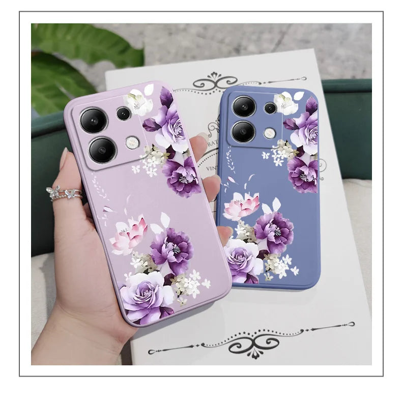 Beautiful Peony Phone Case For Xiaomi Redmi Note 14 13 12 12S 11 11S 10 10S 9 9S Pro Plus 4G 5G Liquid Silicone Cover