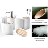Bathroom Accessories Set Designer Soap Lotion Dispenser Toothbrush Holder Soap Dish Tumbler or Wood Bottle Cup Black/White/Gray