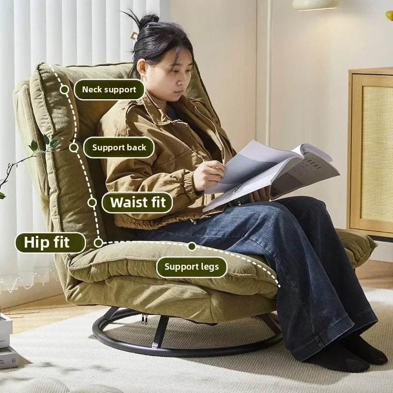New rotating sofa chair, living room balcony fabric lazy sofa, adjustable backrest rotating leisure chair swivel chair