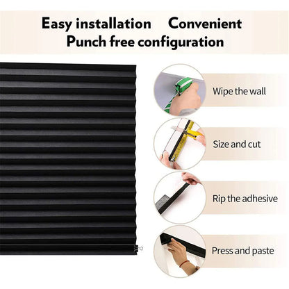 Blind for Window Self Adhesive Pleated Blinds Cordless No Drill Fabric Blinds Room Darkening Shades Blackout Shades for Bathroom