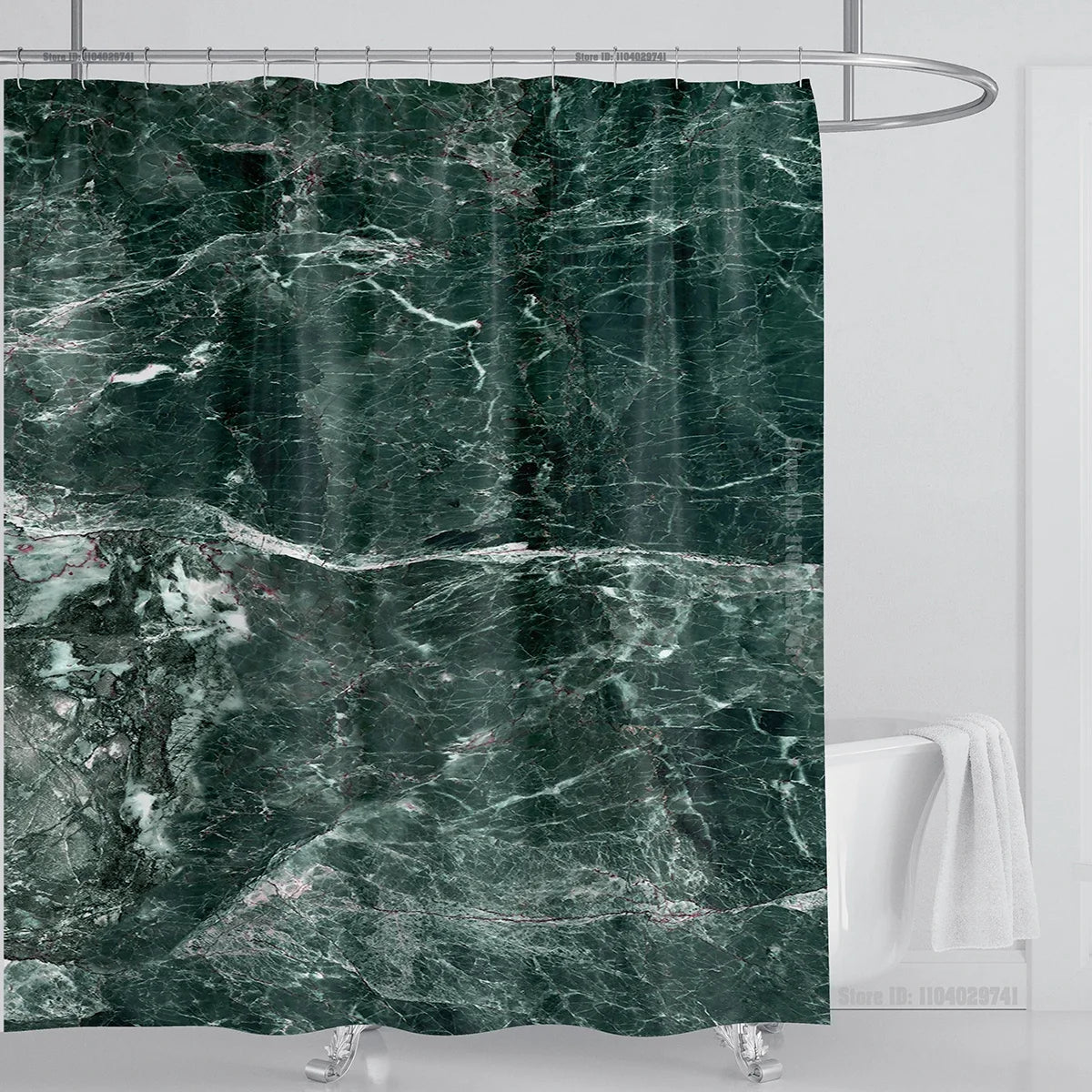 Marble Waterproof Shower Curtain Waterproof Shower Curtain for Bathroom Decor Printed Washable Shower Curtain with Hooks