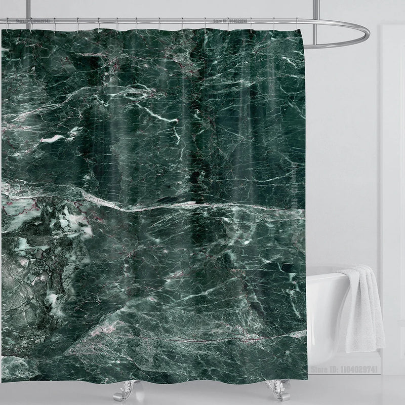 Cortina de ducha impermeable de mármol, cortina de ducha impermeable para decoración de baño, cortina de ducha impresa, lavable, con ganchos