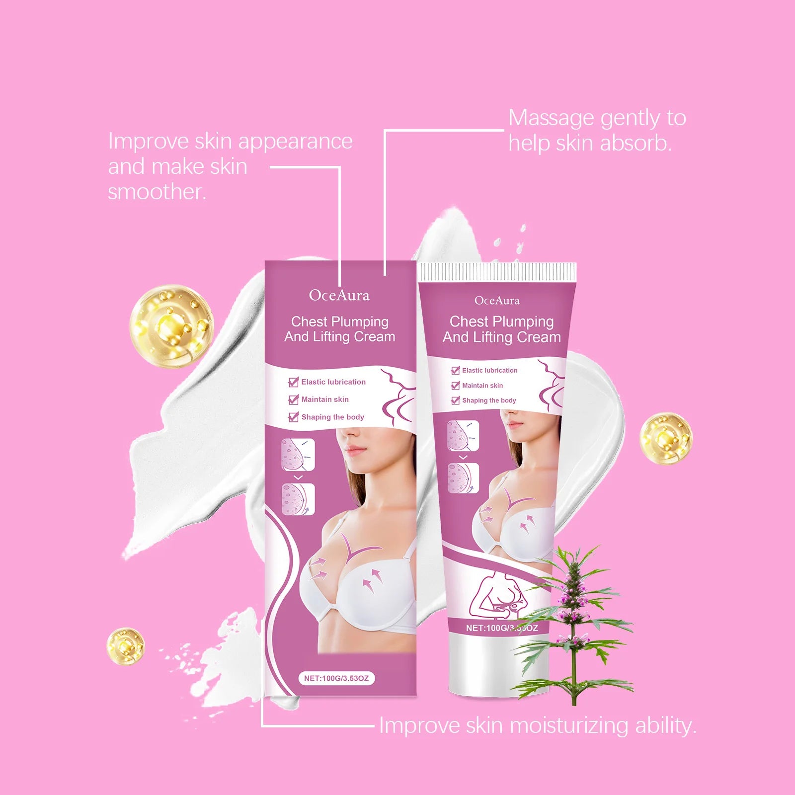 Chest Plumping Lifting Cream Enlargement Size up Enhancenment Improve Breast Flat Sagging Bust Firming Massage Boob Growth Cream