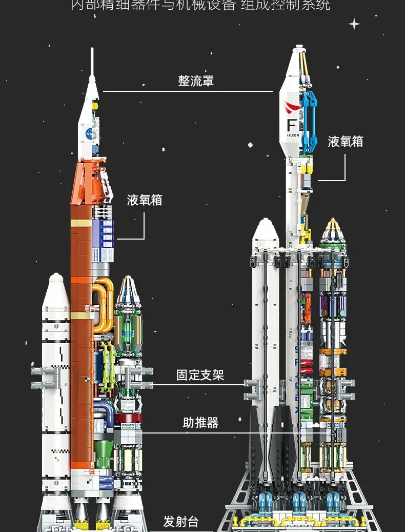 Building blocks rocket model science education toys decoration early education assembly DIY heavy rocket model JJ9030