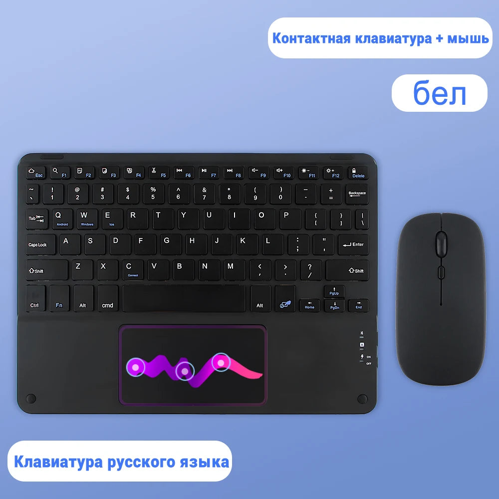 Teclado inalámbrico Bluetooth con panel táctil para Android, iOS, Samsung, Xiaomi, iPad Air Pro Mini, teclado español, ruso y coreano.