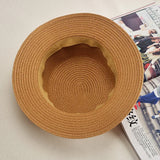 COKPanama Simple Summer Beach Sun Protection Bowknot French-Style Small Hat, Women's Casual Flat-Brimmed Straw Hat with Bow