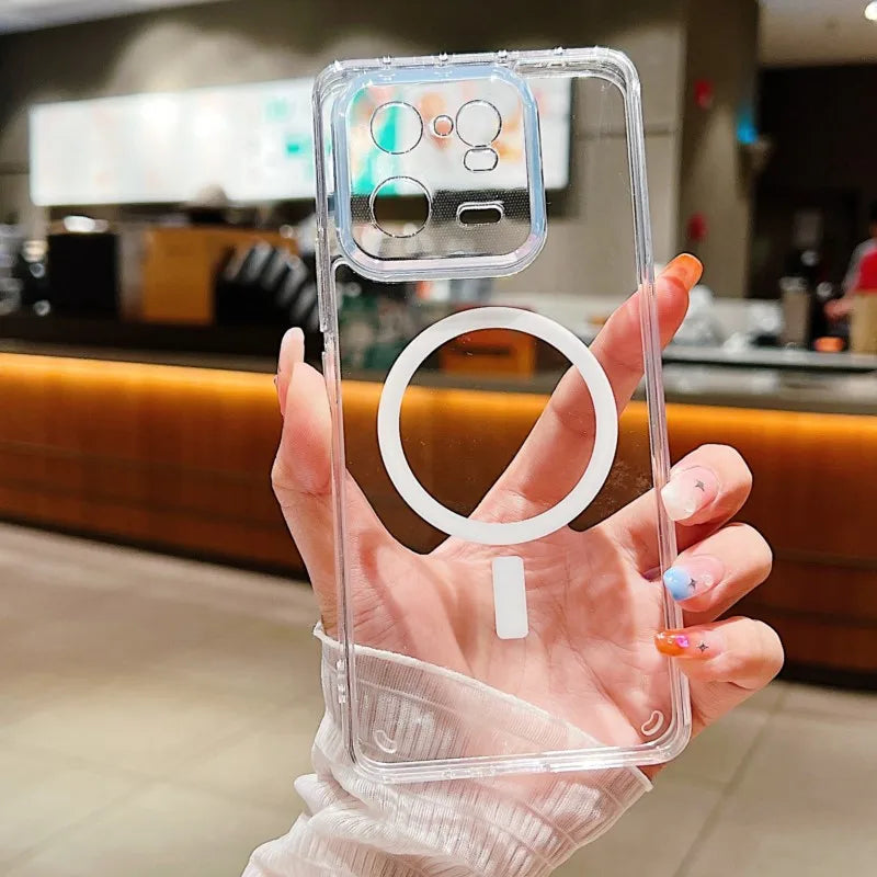 Transparent For Magsafe Case for Xiaomi Mi 15 14 13 Pro Ultra 13T 14T Redmi Note 13 14 4G 5G Magnetic Shockproof Hard Cover
