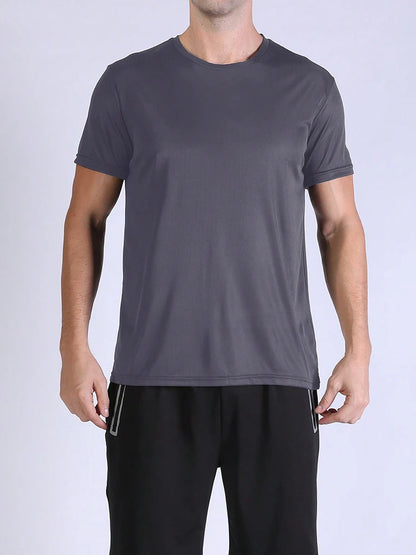 5PCS Men's Solid Color Ultralight Quick Dry Sport T-Shirt, Breathable Lightweight Top For Fitness Training Workout Running Gym