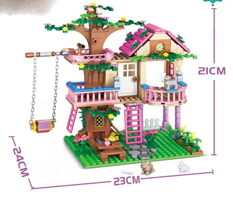 Friends City Tree House Summer Holiday Villa Castle Building Blocks Sets Garden Model DIY Toys Kids Girl Boy Child Birthday Gift
