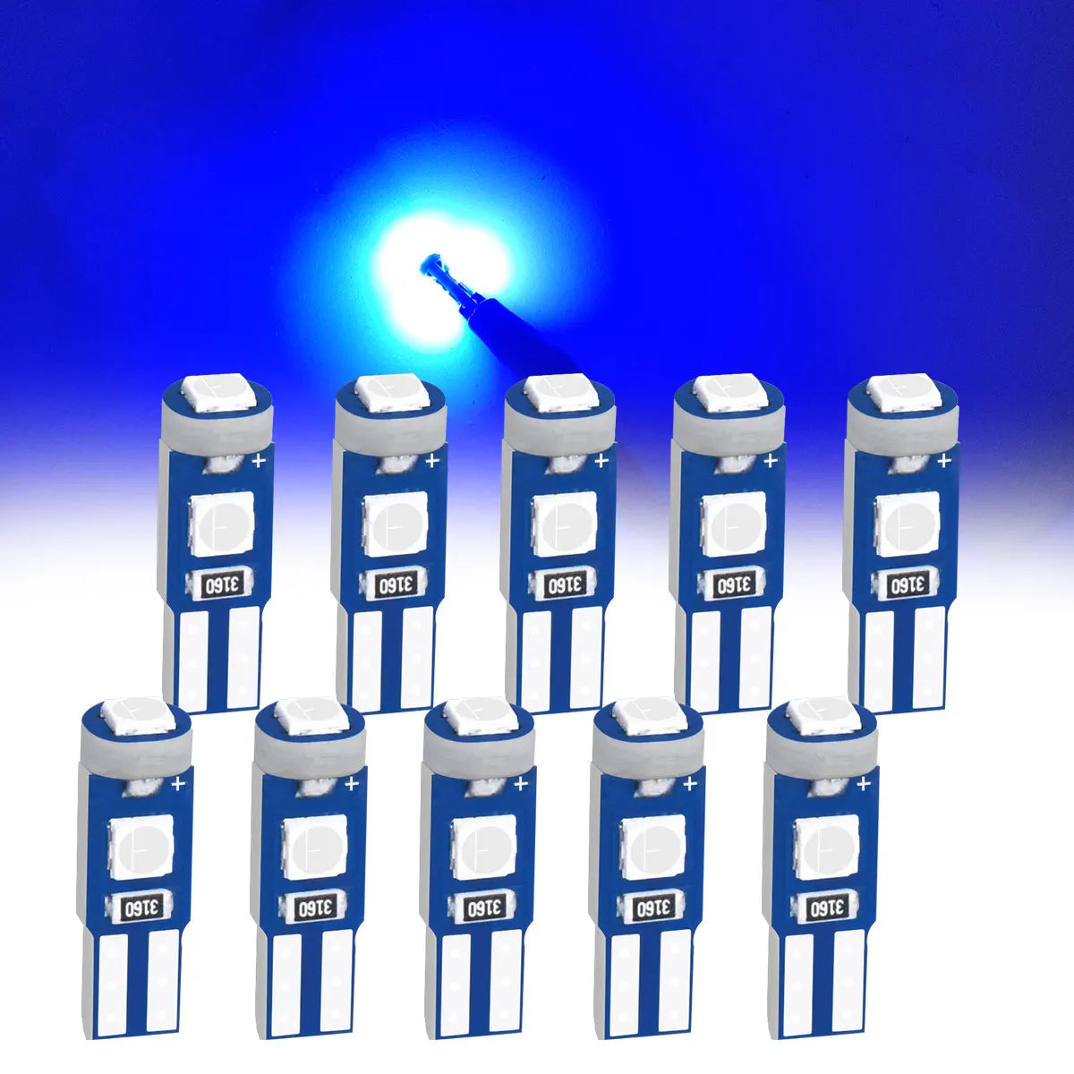 High Brightness 3030 Chips 10Pcs of T5 Led Bulb W3W W1.2W Play and Plug Car Interior Lights Auto Instrument Lamp 12V/24V