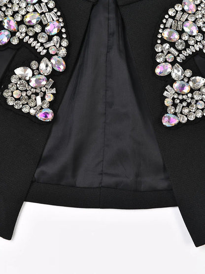 EAM - Minifalda negra con cinturón y pedrería irregular, cintura alta, para mujer, tendencia de moda, primavera otoño 2025, JY75801