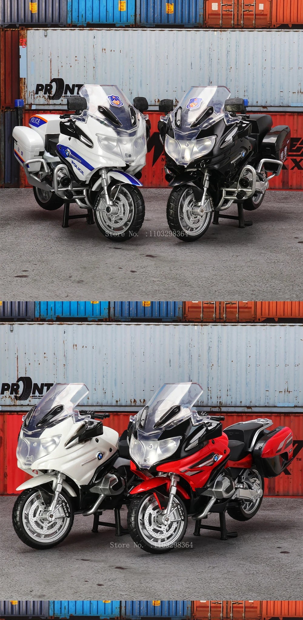 MSZ 1:18 BMW R1250 RT Police Motorcycle Alloy Model Static Die Casting Model Children's Toy Car Motorcycle Model Collection Gift