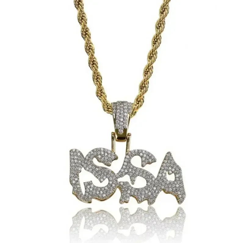 Bing Iced Out XO Colar Pingente de letra de zircônia cúbica para homens e mulheres Hip Hop Street Rock Rap Party Jewelry
