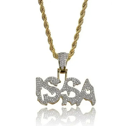 Collar con colgante de letra de circonita cúbica Bing Iced Out XO para hombres y mujeres, joyería de hip hop, street rock, rap y fiestas. 