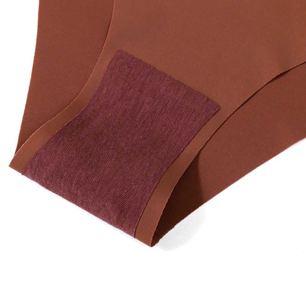 WarmSteps – Kit com 10 calcinhas femininas sem costura, em tecido "seda gelada" (ice silk), modelo com corte em V, tamanhos XS a L.