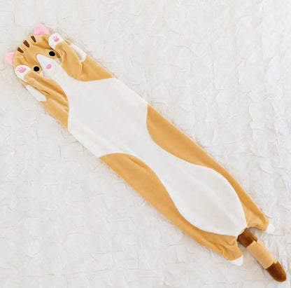 Peluche de gato largo, suave y divertido, de 50/70/90/110/130 cm, ideal para la oficina, la siesta, la cama, el sueño y la decoración del hogar, ideal como regalo para niñas y niños.