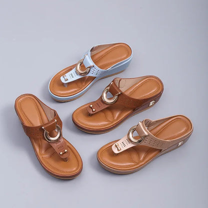 Women New Summer Sandals Open Toe Beach Shoes Flip Flops Wedges Comfortable Slippers Cute Sandals  Femme Plu Size 35~43
