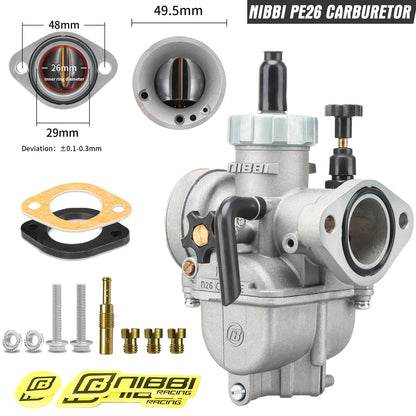 NIBBI PE19mm/PE22mm/PE24mm/PE26mm/PE28mm Flange Carburetor for Motorcycle 2T 4T GY6 Engine 100cc-250ccATV Yamaha Racing Pitbike