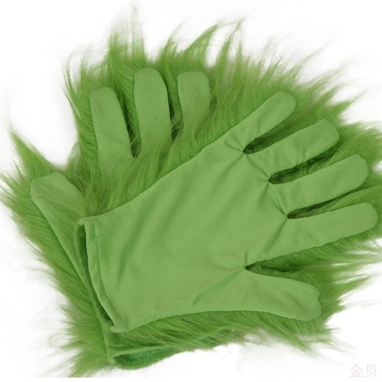 Christmas Green Haired Cosplay Mask Full Head Latex Halloween Xmas Costume Prop