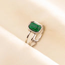 1pc Green Turquoise Ring Hippie Stainless Steel Silver Color Charm Opening Adjustable Ring Women Chunky Bohemian Party Jewelry