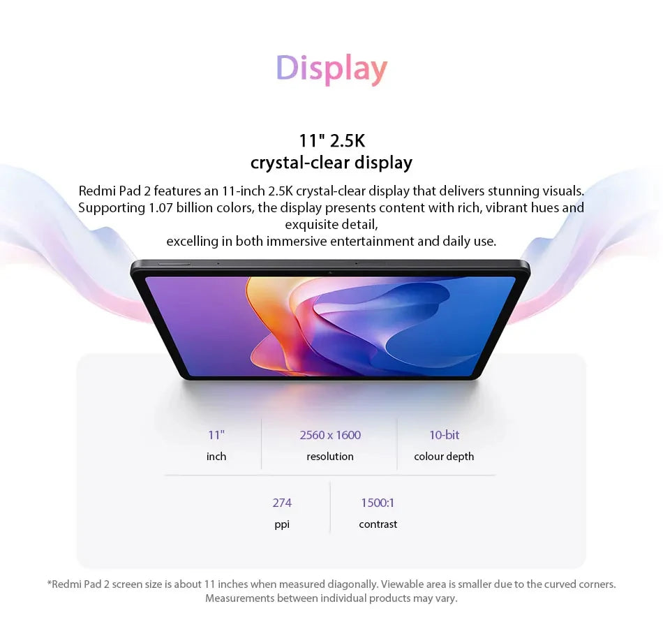 Xiaomi Redmi Pad 2 128GB/256GB WIFI 11" 2.5K Display 9000mAh Battery Tablet PC