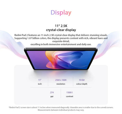 Xiaomi Redmi Pad 2 128GB/256GB WIFI 11" 2.5K Display 9000mAh Battery Tablet PC