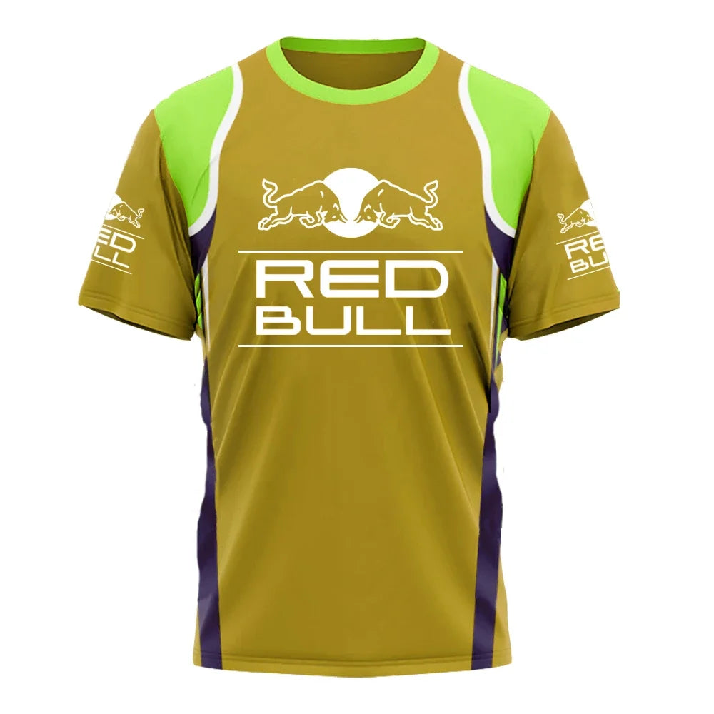 Summer New Red Bull T-shirt Men's Sports T-shirt Red Bull 3D Printed Short-sleeved Casual Oversized T-shirt Red Bull Clothing