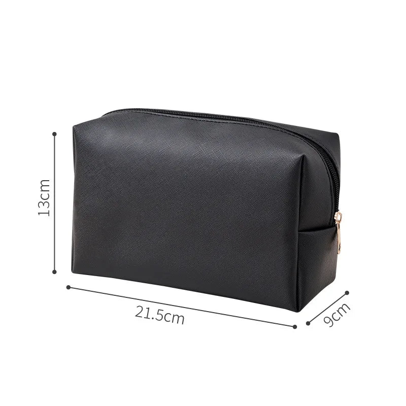 Solid Color Cosmetic Bags for Women Travel Portable Makeup Storage Bag Zipper Toiletry Pouch
