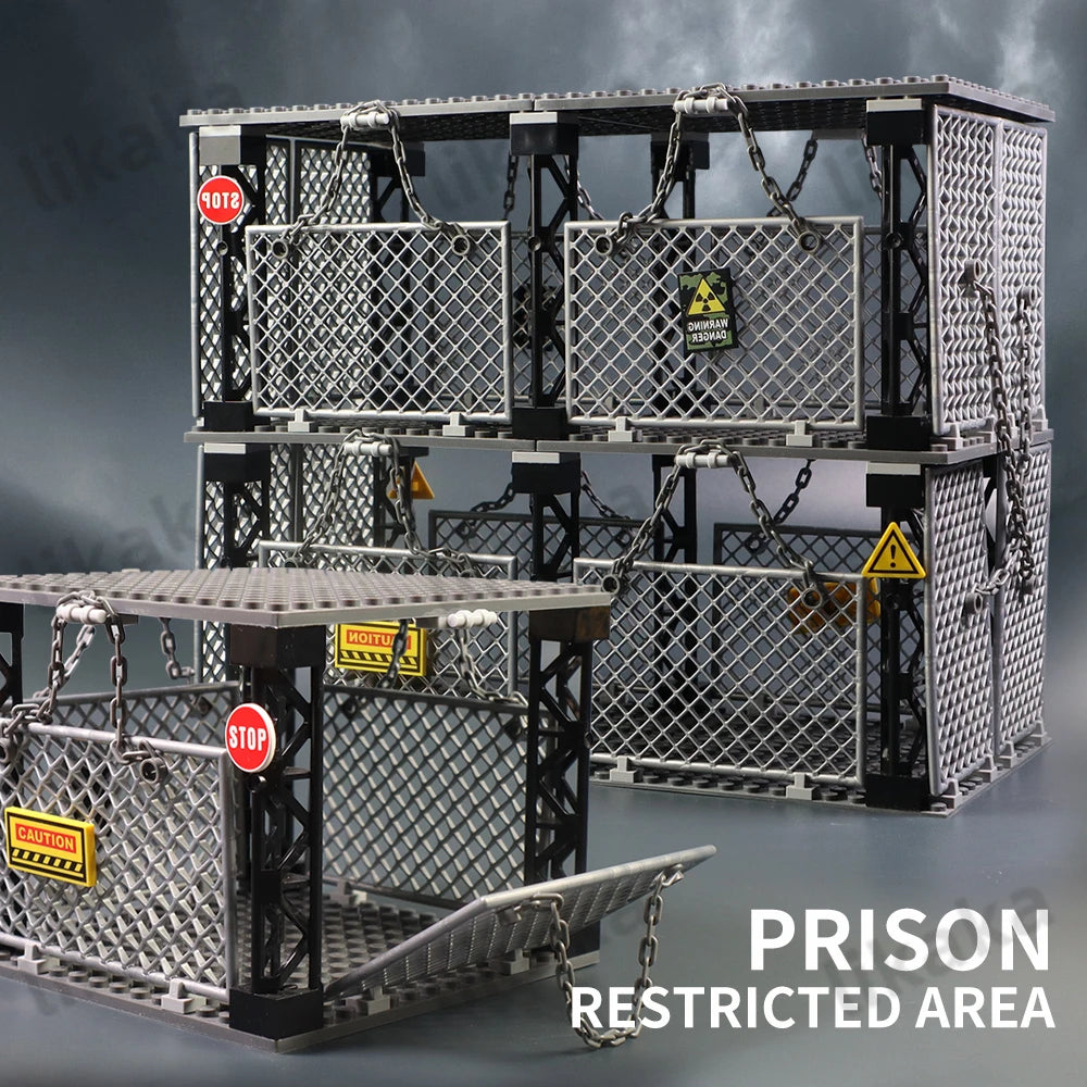 MOC Military Prison Building Blocks Military Restricted Area Trap Blocks Toys Sets DIY Construction Bricks Toys for Boys Gifts