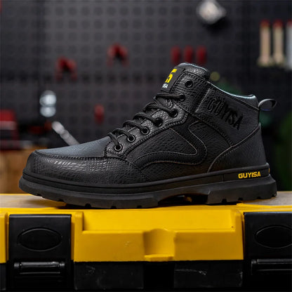 Latest 2023 Waterproof Men Leather Boots Steel Toe Cap Safety Work Shoes Anti Smashing Indestructible Construction Welding Boots