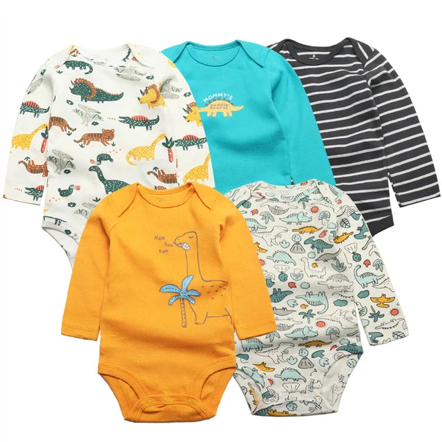 Conjunto de 5 piezas de monos para bebé niño y recién nacido, ropa para niña pequeña, 100 % algodón, suave, con dibujos animados
