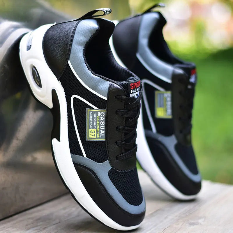 Zapatillas de running para hombre, transpirables, con amortiguación de aire, con cordones, antideslizantes, para exteriores