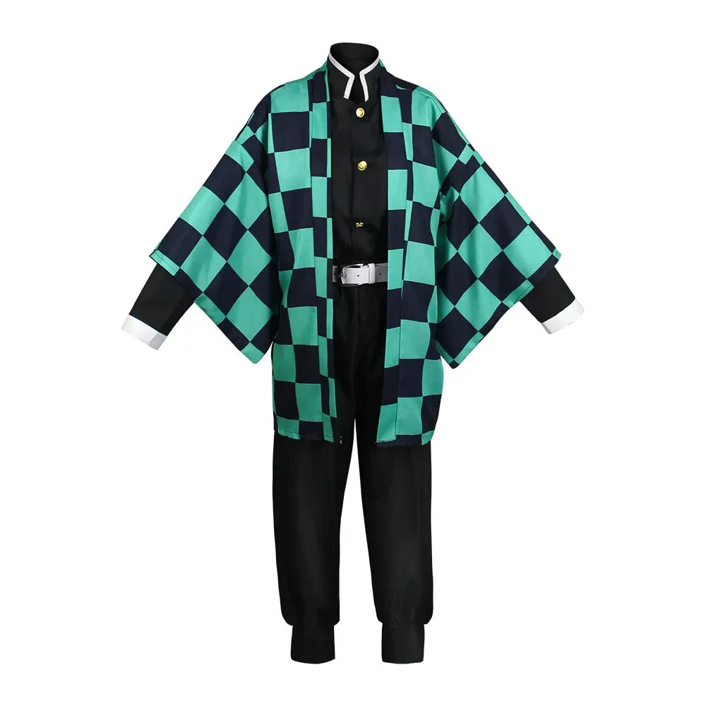 Tanjirou Kamado Costume Anime Cosplay Men Kimono Uniform Halloween Party Demonias Women Kids Clothes