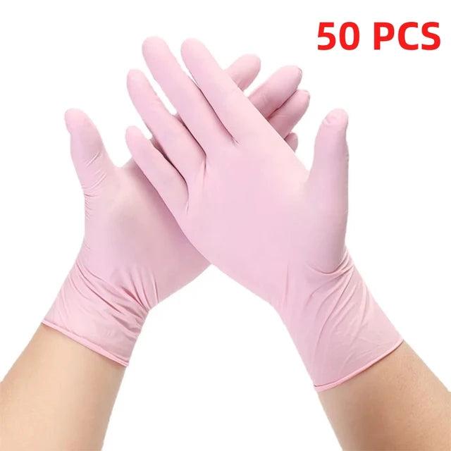 Luvas De Látex De Nitrilo Descartáveis Rosa, Sem Pó, Limpeza Doméstica, Trabalho De Salão De Beleza, Cozinha, 20 Pcs, 50 Pcs, 100Pcs