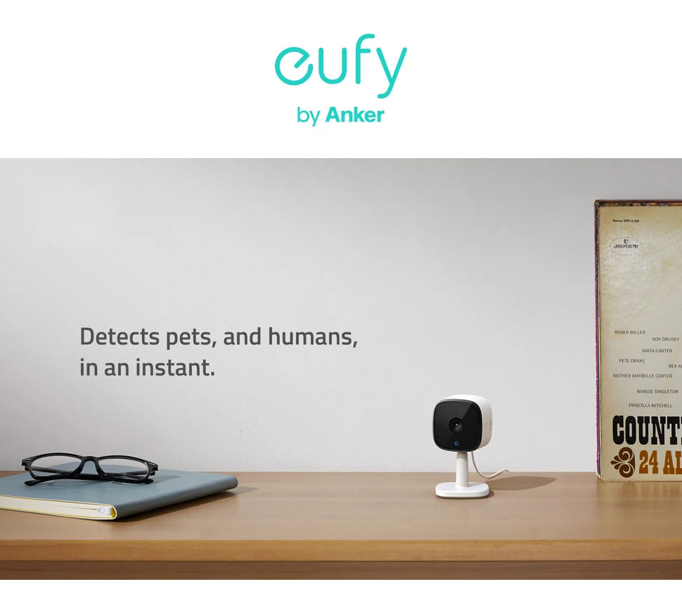 eufy Security Solo IndoorCam C24 IP Camera Wifi 2K 2-Way Audio Camera Wi-Fi Human Pet AI Works Voice Assistants Night Vision Cam