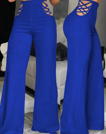 Elegant High Waist Wide Leg Bootcut Pants 2023 Summer European & American Fashion Simple Women's Flared Trousers