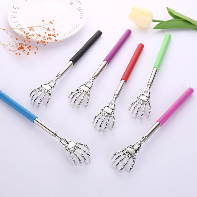 Skull Palm Telescopic Back Scratcher Hand Massager Back Slap with Rubber Handles Fun and Novel Tool for Decompression Hand Stick