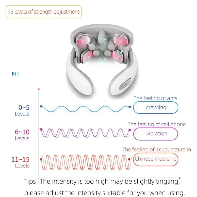 Smart Neck And Back Massager Device Shoulder Neck Massage Cervical Vertebra Vibrator Heating Relieve Pain Muscle Health Care