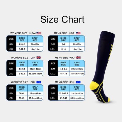 4 Pairs/Pack Compression Socks High Sports Socks for Women Men Running Hiking Edema Diabetes Varicose Veins Socks 20-30mmHg