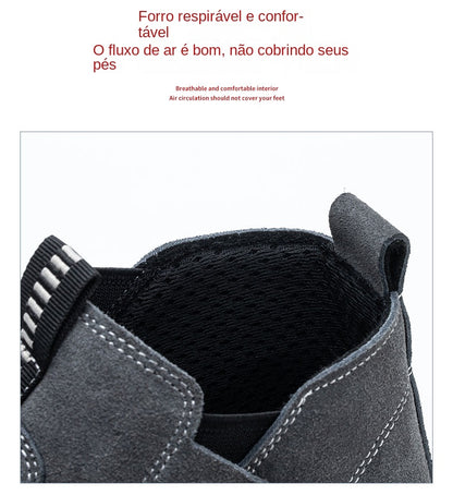Genuine Leather Cow Suede Safety Work Shoes For Men Composite Head Anti Nail Anti Static Welding Shoes Indestructible Boots