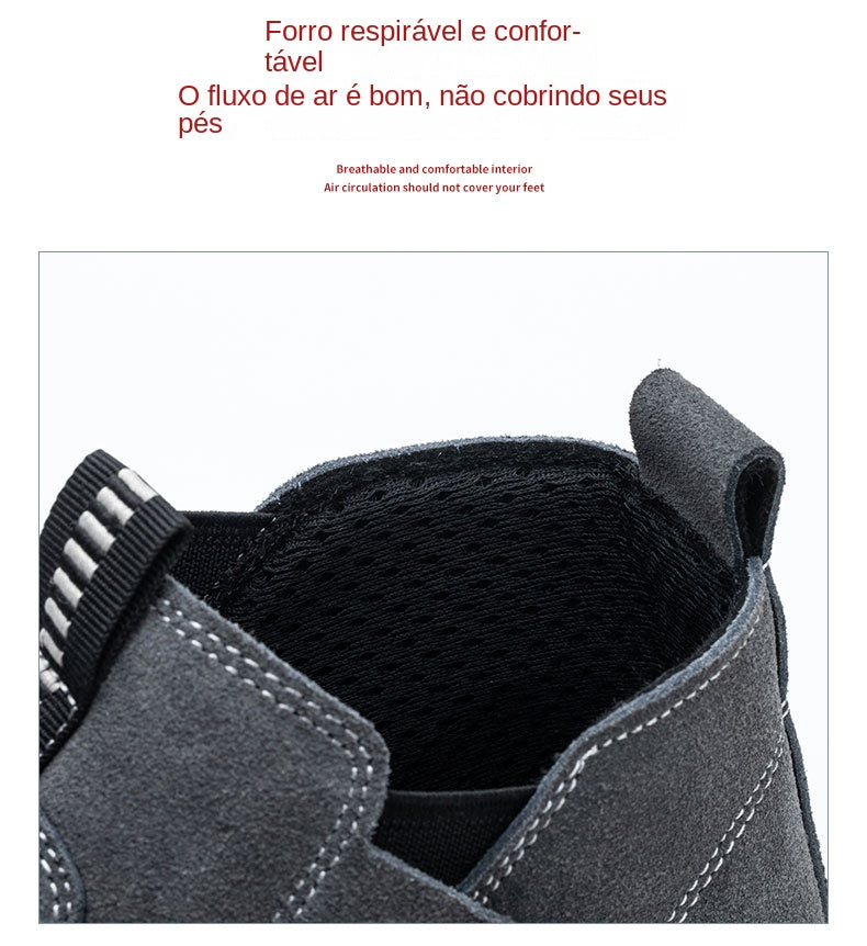Genuine Leather Cow Suede Safety Work Shoes For Men Composite Head Anti Nail Anti Static Welding Shoes Indestructible Boots