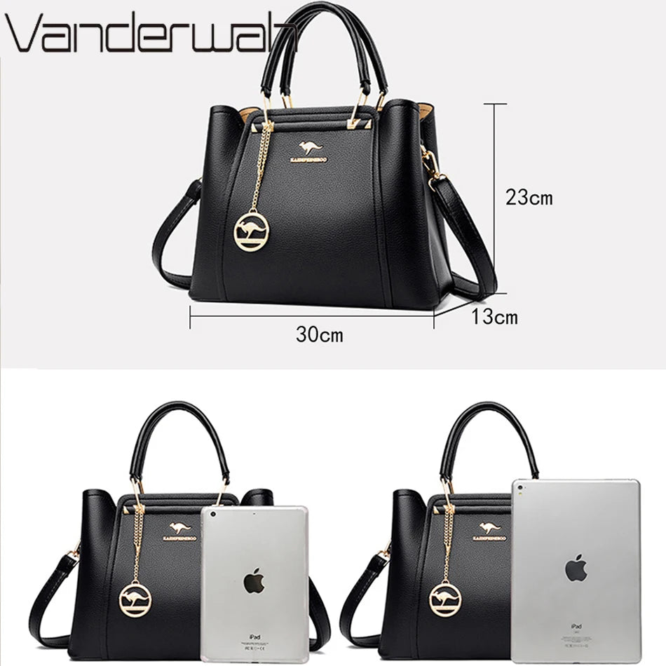 2024 Luxury Women Designer 3 Layers Shoulder Crossbody Bag Ladies Large Capacity Leather Handbags Shopper Brand Messenger Totes