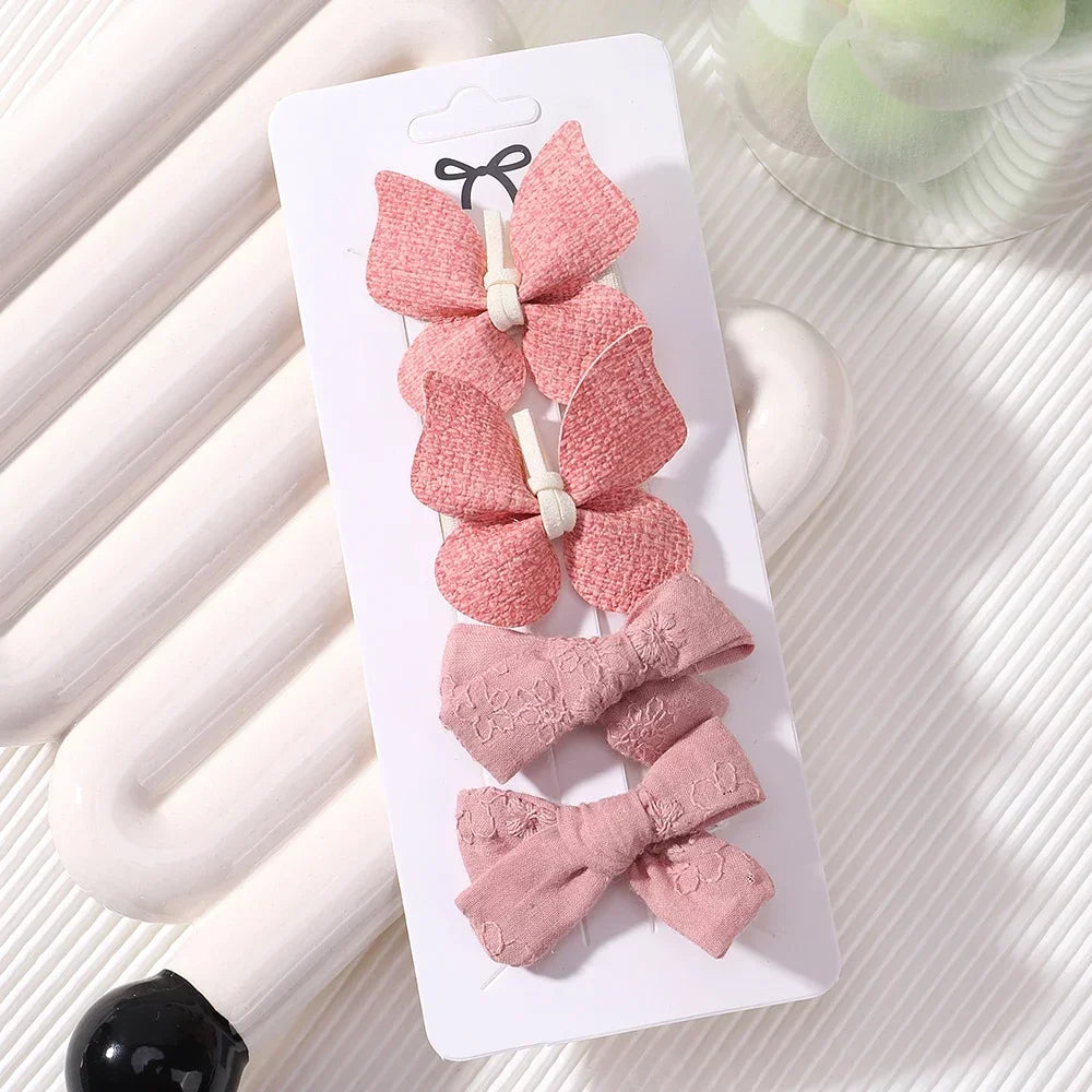 4Pcs/set Cute Baby Girls Knitting Headwear Handmade Crochet Butterfly Alloy Hairs Clips Kids Hairpins Fashion Desgin Headwear