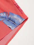 Women's Plus Size Tropical Leaf Print Paperbag Waist Shorts, Tie Belt Loose Wide Leg Chiffon Vacation Beach Casual Shorts